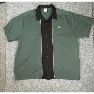 American Bowling Apparel Button Up Short Sleeve Shirt Size L Retro Big Mike